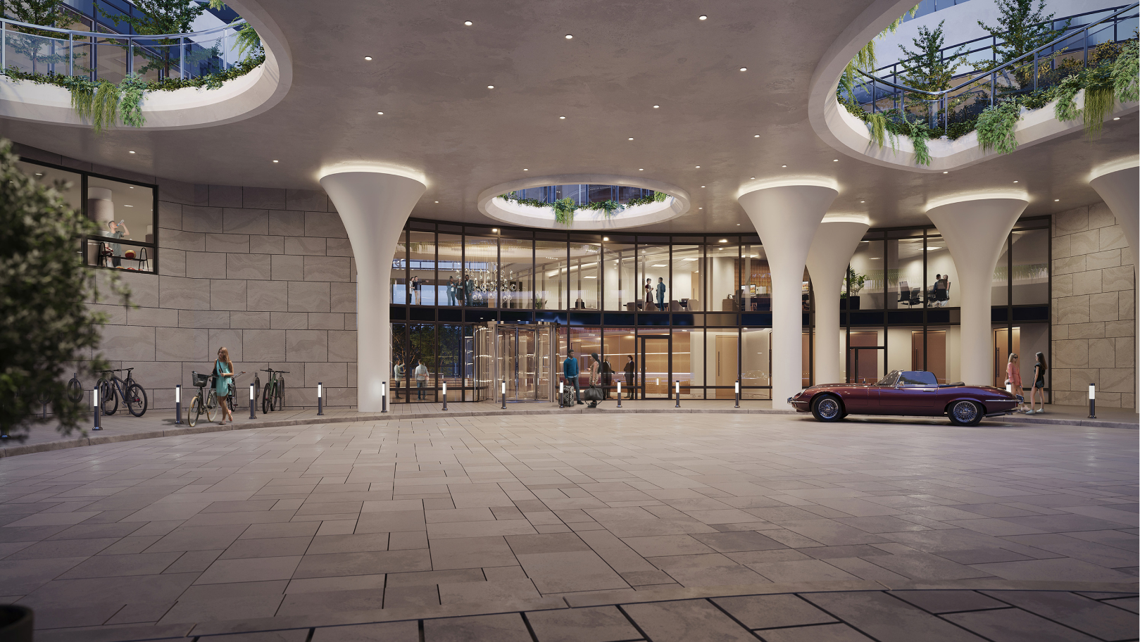 Canopy Towers - Entrance to South Buildings through North Building Lobby - Porte Cochère Rotunda by Liberty Development